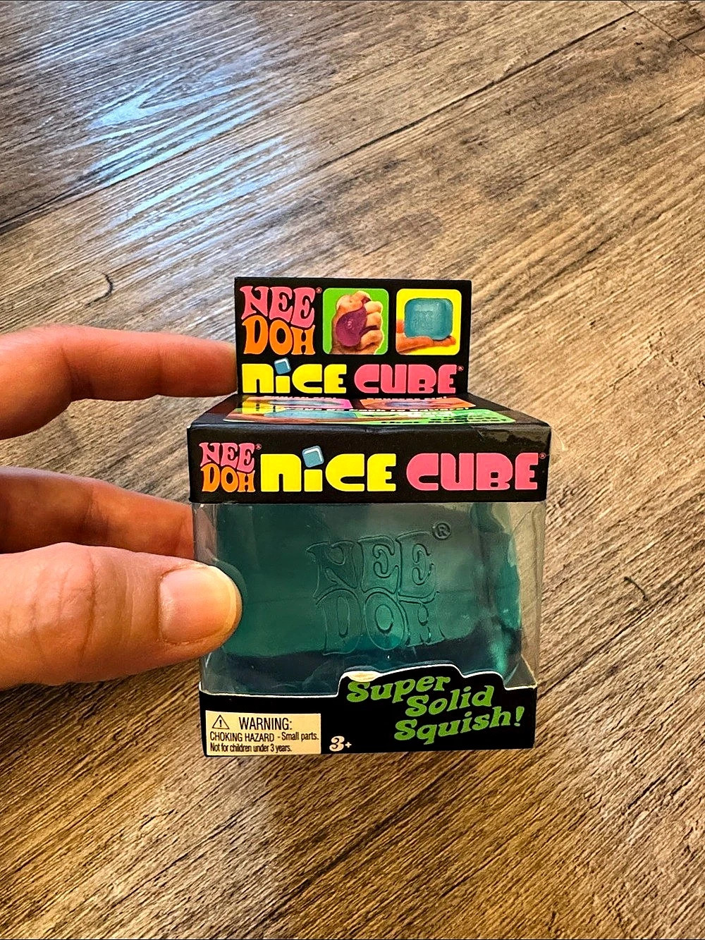 Schylling NeeDoh Nice Cube Super Solid Squish Cube in blue
